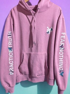 Zoo York Pink Butterfly embroidered Graphic Hoodie size L